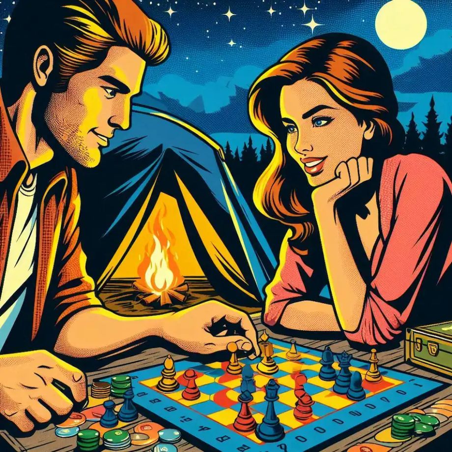 A couple playing games at camp