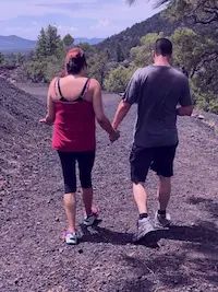 Summer and Bill out for a walk in New Mexico