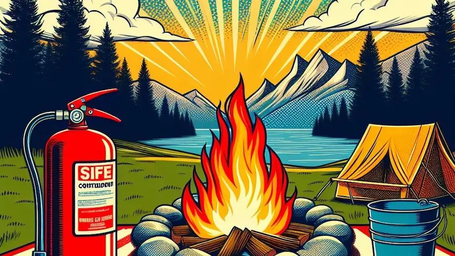 A campsite with a safe campfire