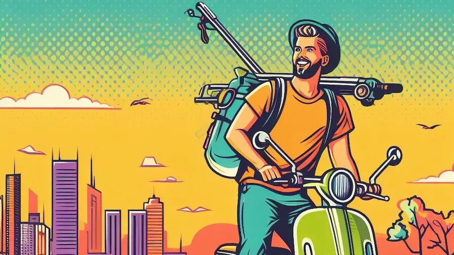 AI generated image of tourism using eco-friendly transportation