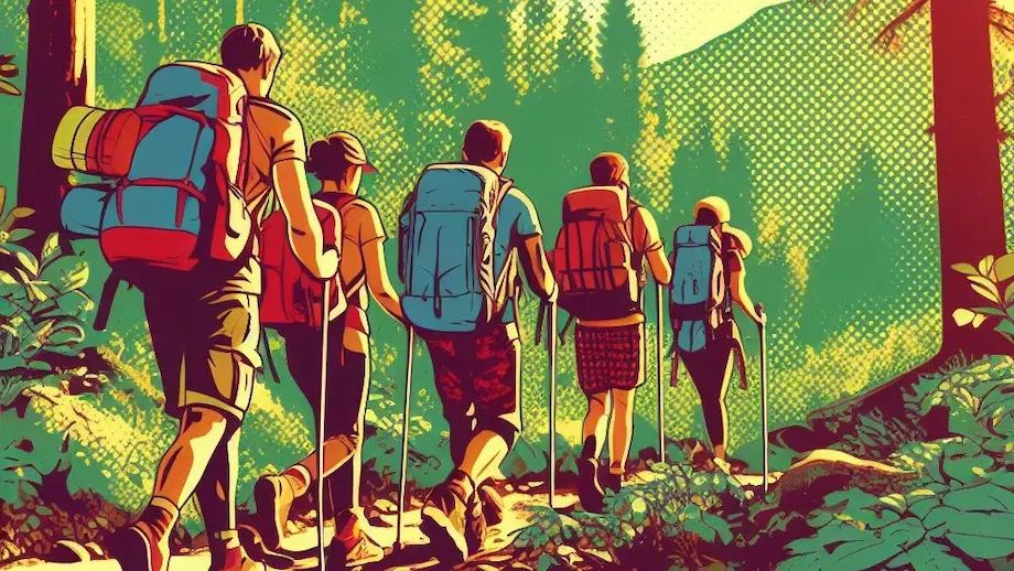 A group of hikers in the woods