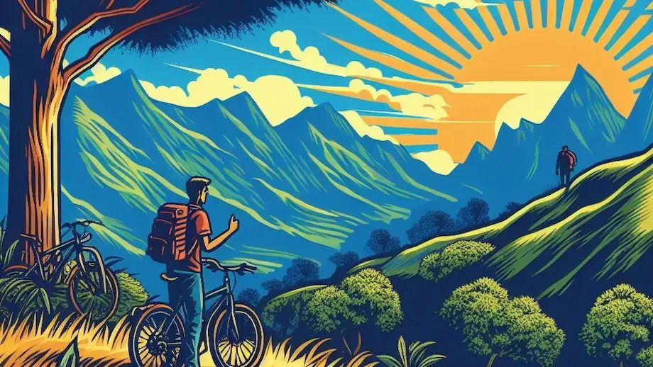 A tourist following eco-friendly best practices to protect the environment