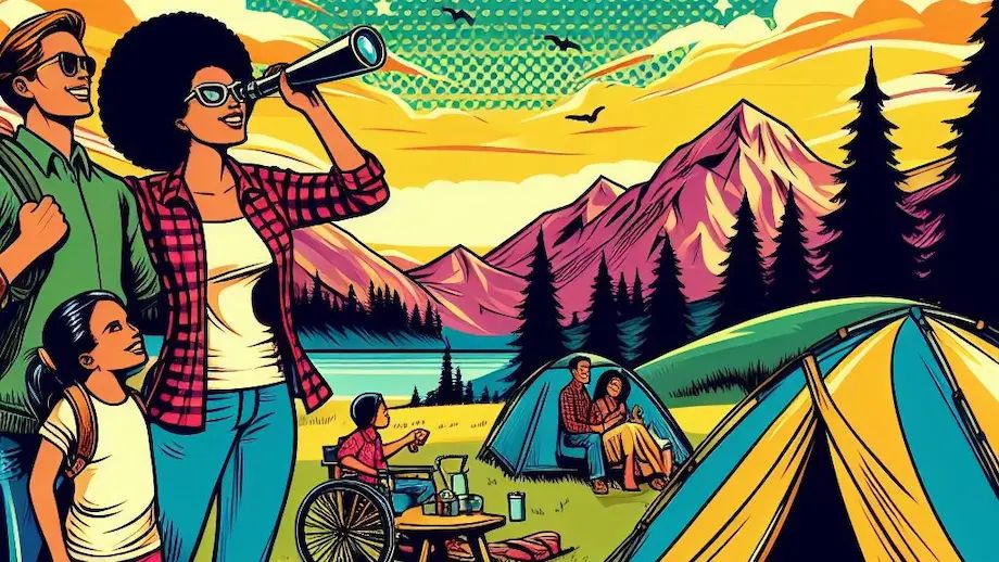 A family practicing the principles of zero-waste camping